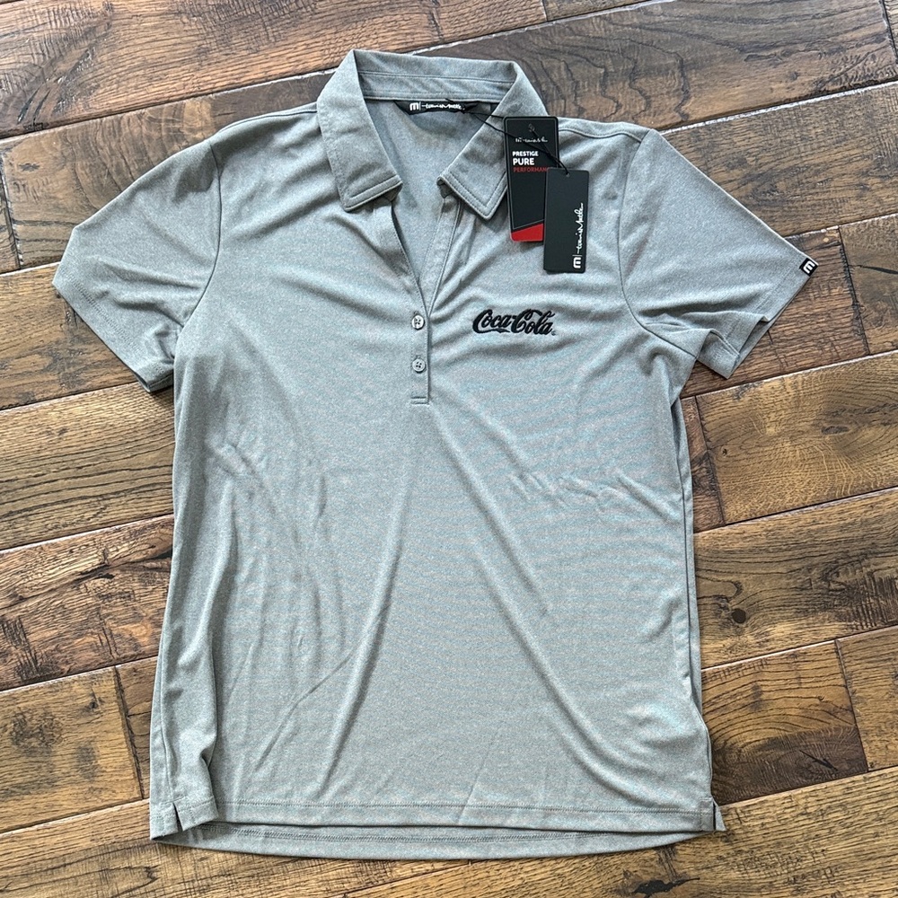 Set of 3 Coca Cola Ladie’s Polo Shirts- Heather Gray, Green, Purple with Logo